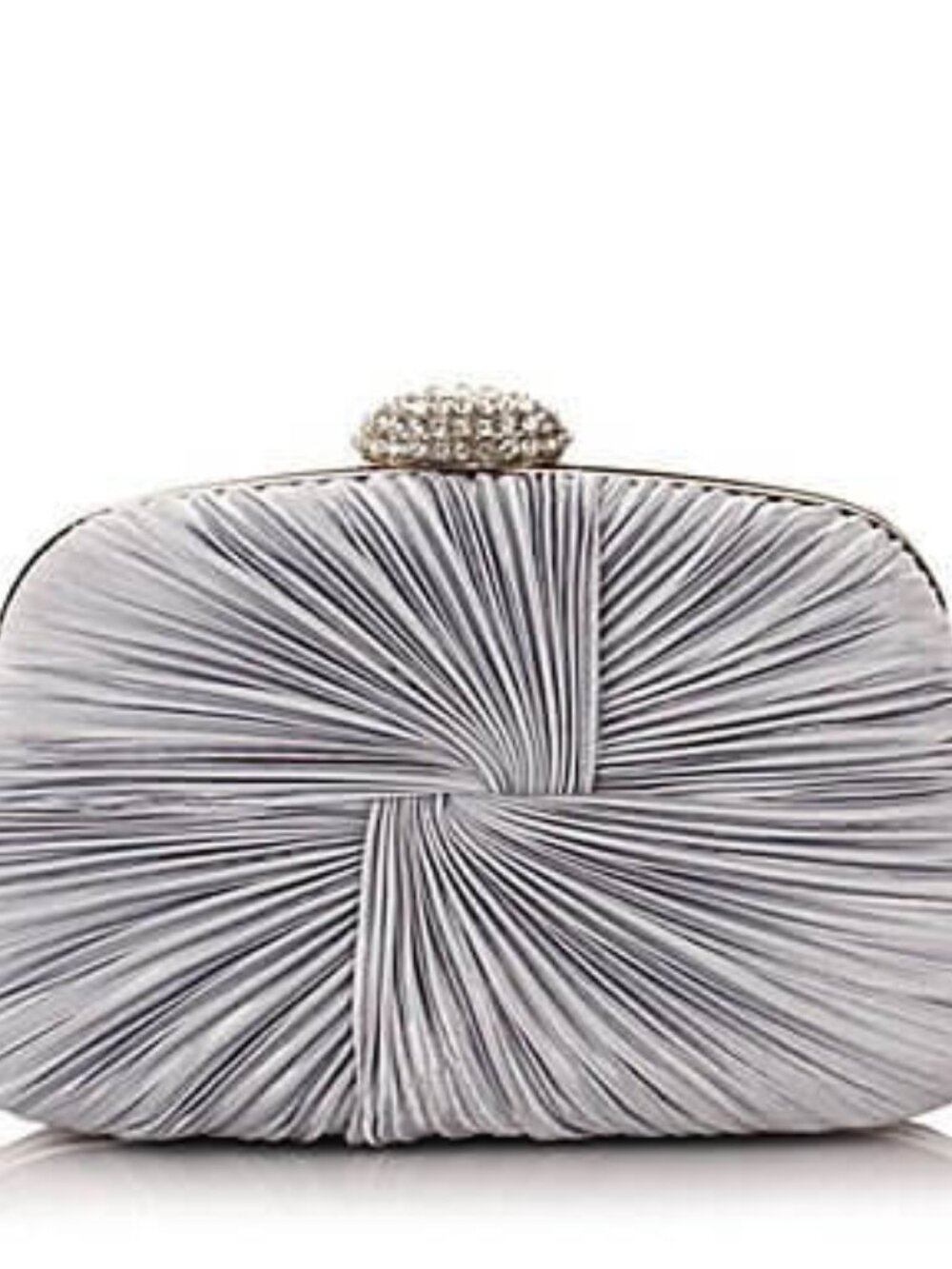 ✨ Light Gray Polyester Clutch with White Stone Clasp ✨